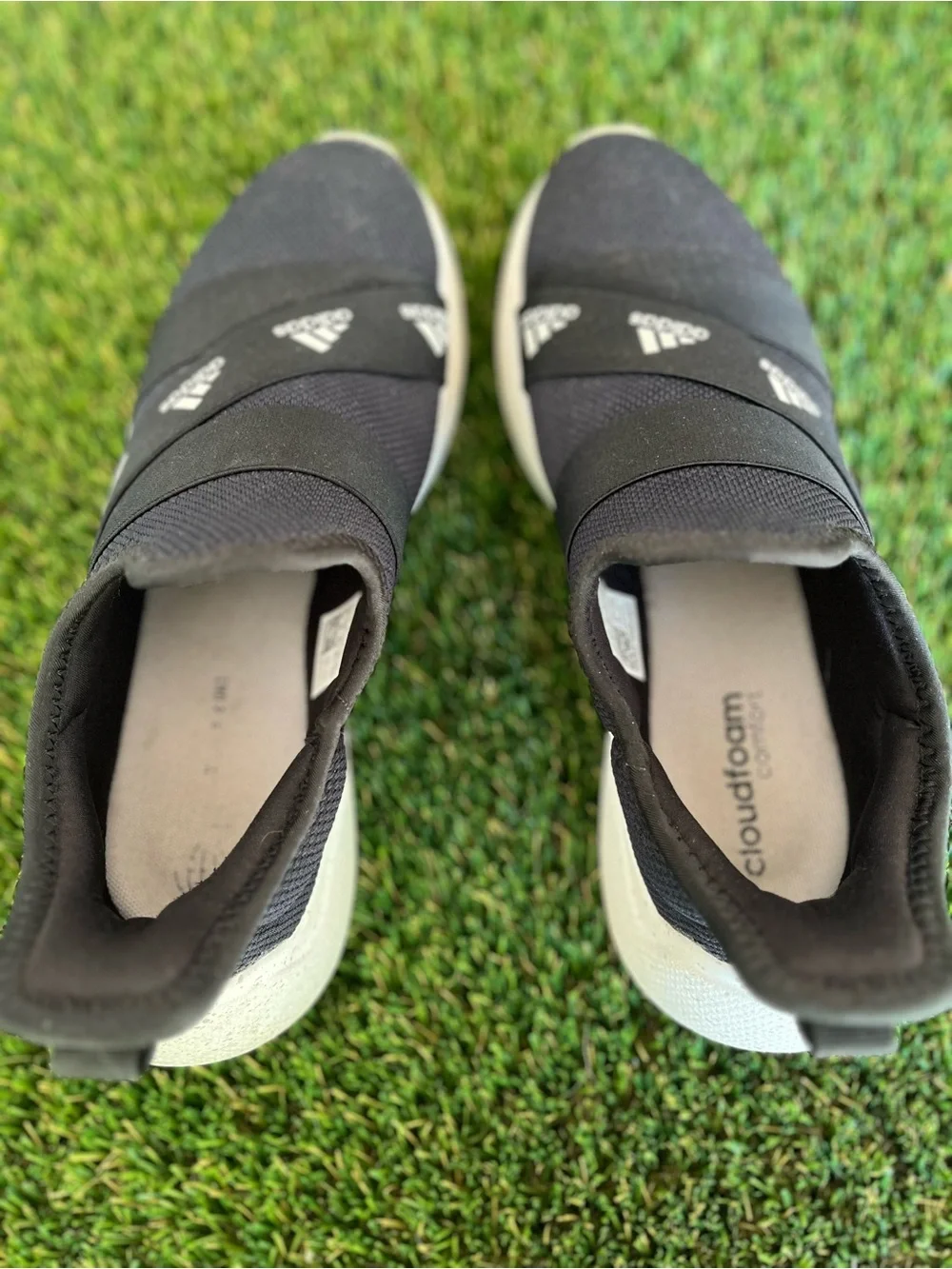 Adidas Black and White Slip-On Athletic Sneakers